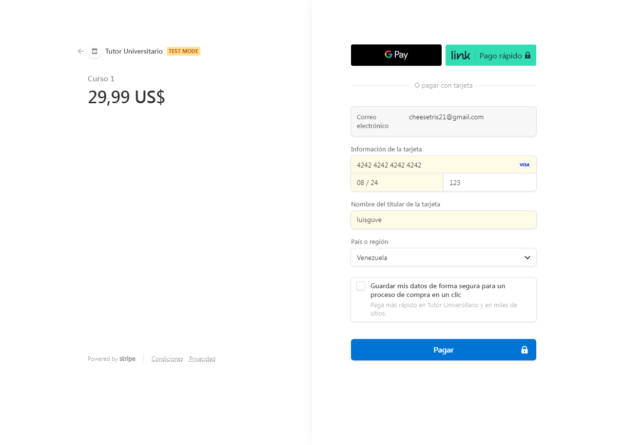 payment page